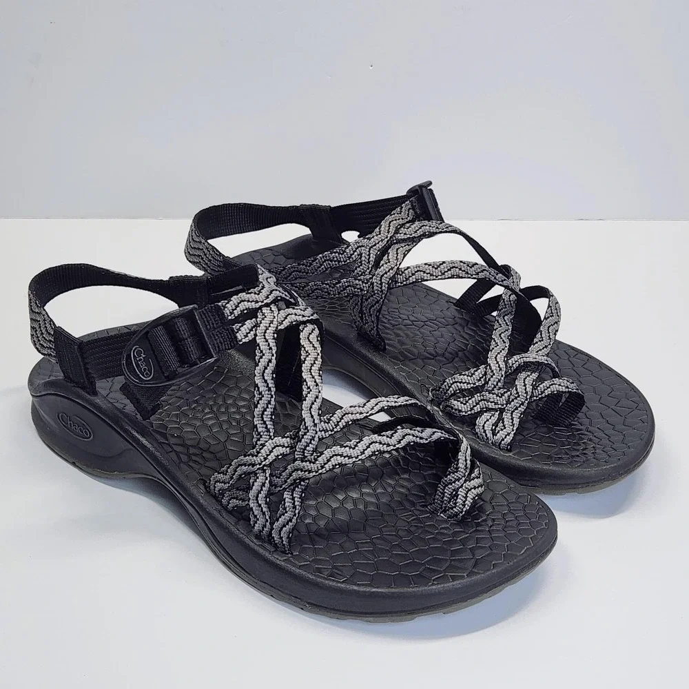Chaco Updraft EcoTread X2 Sandals Womens Size 9 Black Gray Waves Hiking Trail